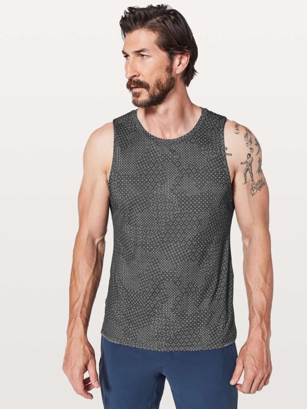 Lululemon Run Out Tank Men's Stitch Camo Ice Grey Deep Coal Men's Size XL EUC!